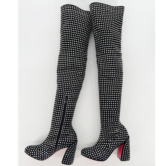 Christian Louboutin Jane Botta Alta Strass Boom Over the Knee Crystal Boot EU 37 - Picture 5 of 13